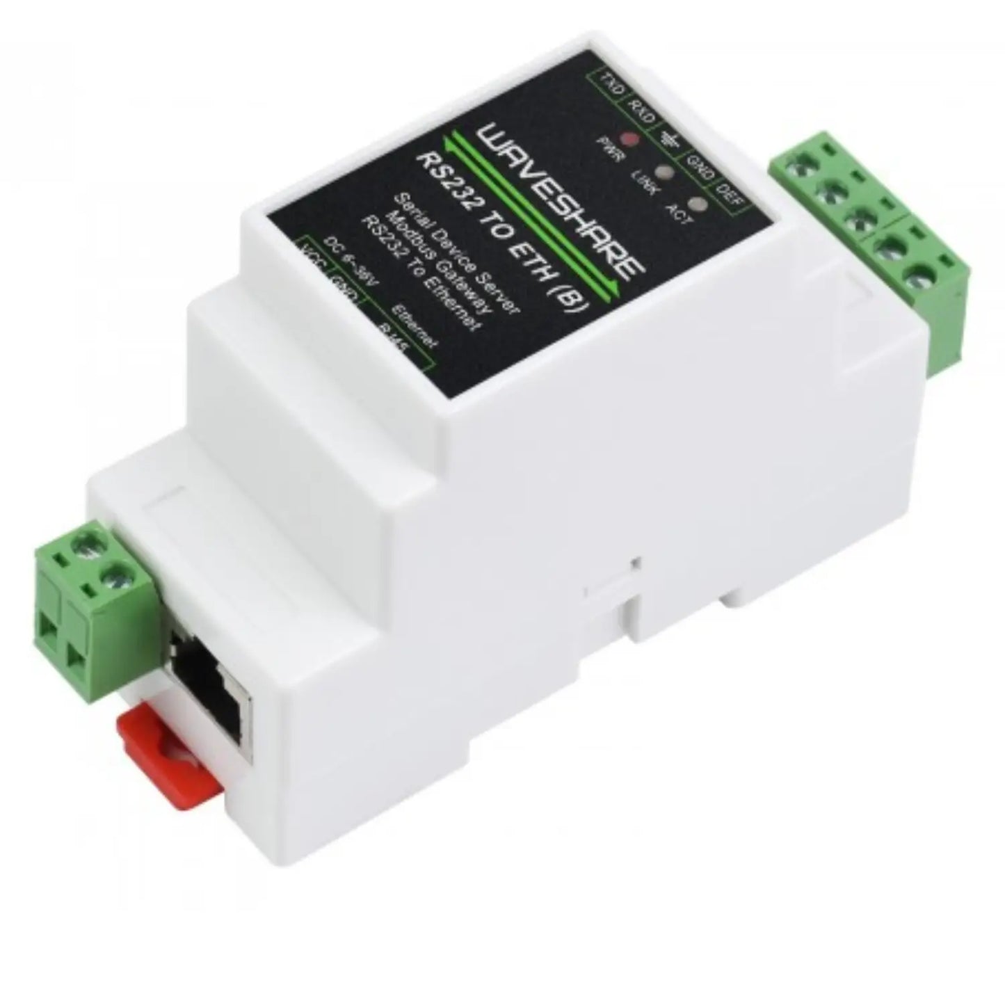 Waveshare Industrial RS232 to RJ45 Ethernet Serial Server Reliable TCP/IP Converter with Rail-Mount & POE function(optional)