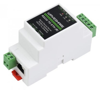 Waveshare Industrial RS232 to RJ45 Ethernet Serial Server Reliable TCP/IP Converter with Rail-Mount & POE function(optional)