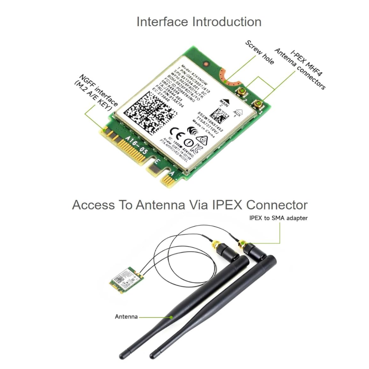 Nic Rees Waveshare AC8265 Wireless NIC,Dual-Band Wi-Fi 5 Adapter – REES52