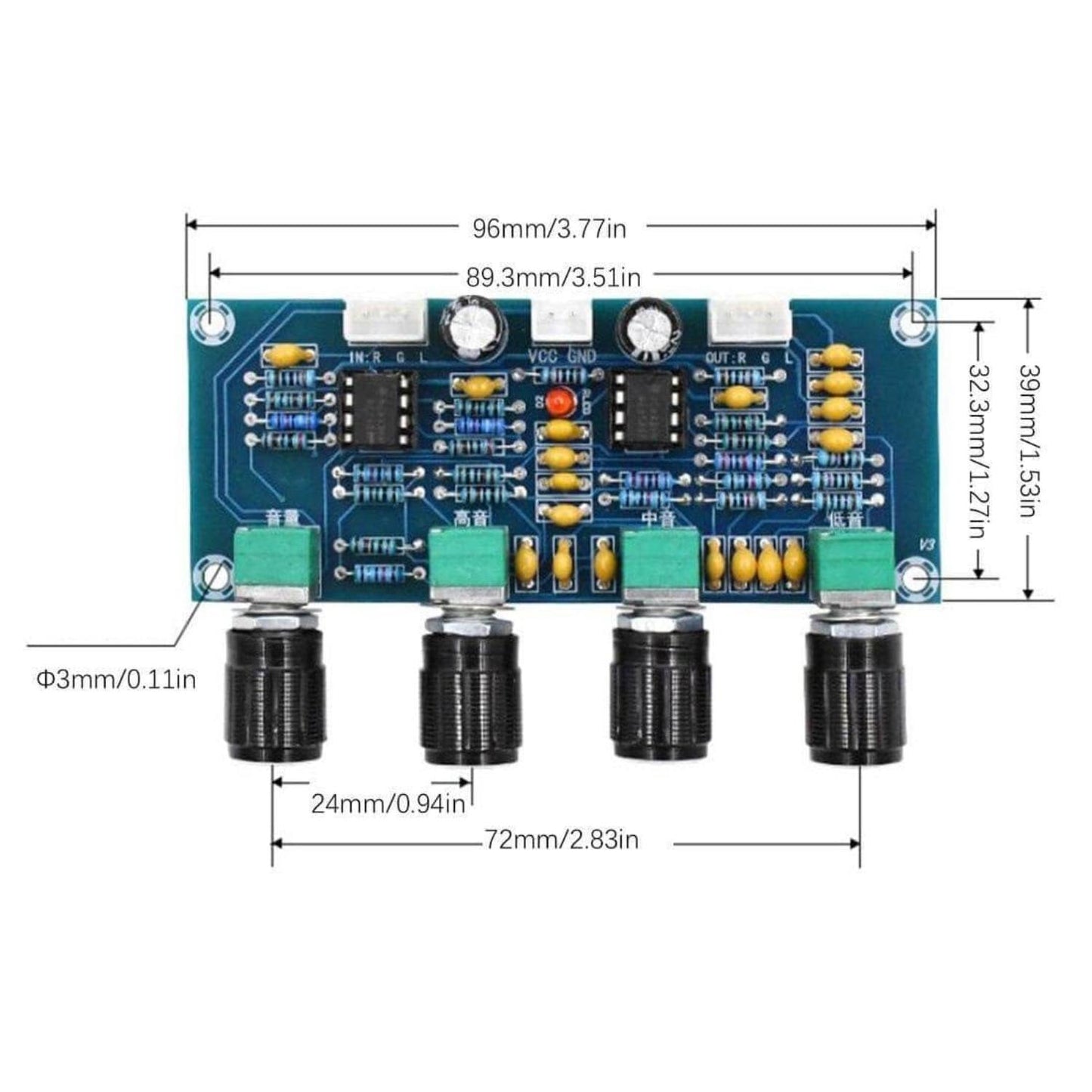 YTGOOD XH-A901 NE5532 Tone Board Preamplifier Preamp With Treble Bass Volume Adjustment Pre-Amplifier Tone Controller For Amplifier Board Car Audio Preamplifier With Volume Control - RS2588