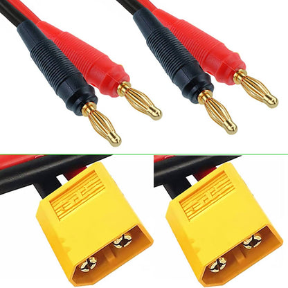 XT60 to Banana 30cm Charge Cable w/ Male XT60 4mm Banana Plug XT60 Connector Adapter Plug, Male Plug to 4mm Banana Male Connector With 30cm Cable For RC Lipo Battery Charge FPV Drone - RS3426