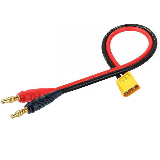 XT60 to Banana 30cm Charge Cable w/ Male XT60 4mm Banana Plug XT60 Connector Adapter Plug, Male Plug to 4mm Banana Male Connector With 30cm Cable For RC Lipo Battery Charge FPV Drone - RS3426