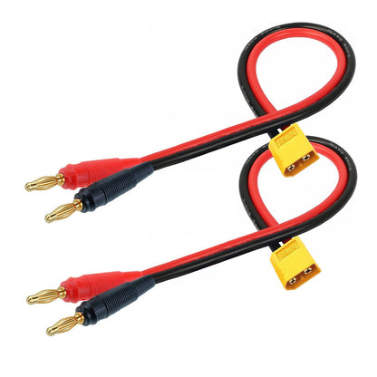 XT60 to Banana 30cm Charge Cable w/ Male XT60 4mm Banana Plug XT60 Connector Adapter Plug, Male Plug to 4mm Banana Male Connector With 30cm Cable For RC Lipo Battery Charge FPV Drone - RS3426