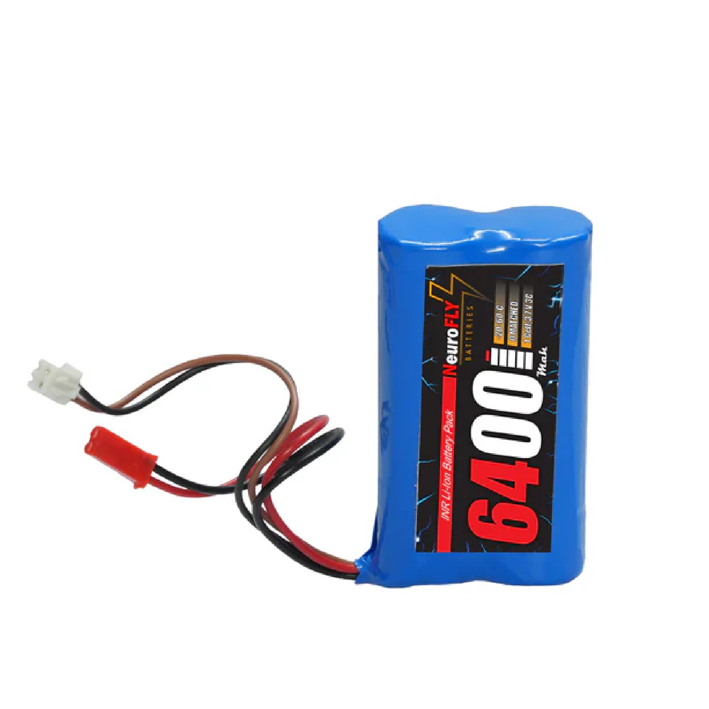 NeuroFLY 3.7V 6400mAh 3C 1S2P Li-Ion Battery Pack - High Capacity Rechargeable Power Solution for Drones, Robotics, and Electronics