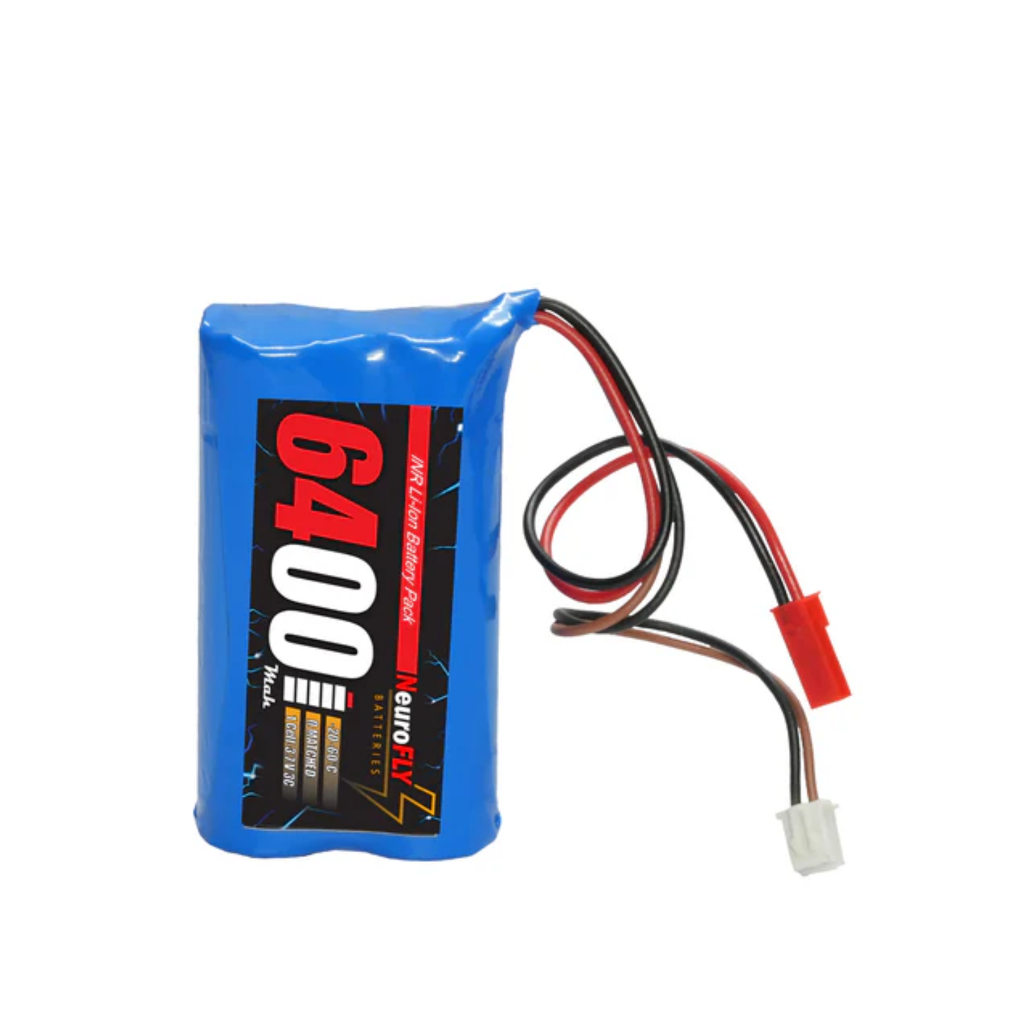 NeuroFLY 3.7V 6400mAh 3C 1S2P Li-Ion Battery Pack - High Capacity Rechargeable Power Solution for Drones, Robotics, and Electronics
