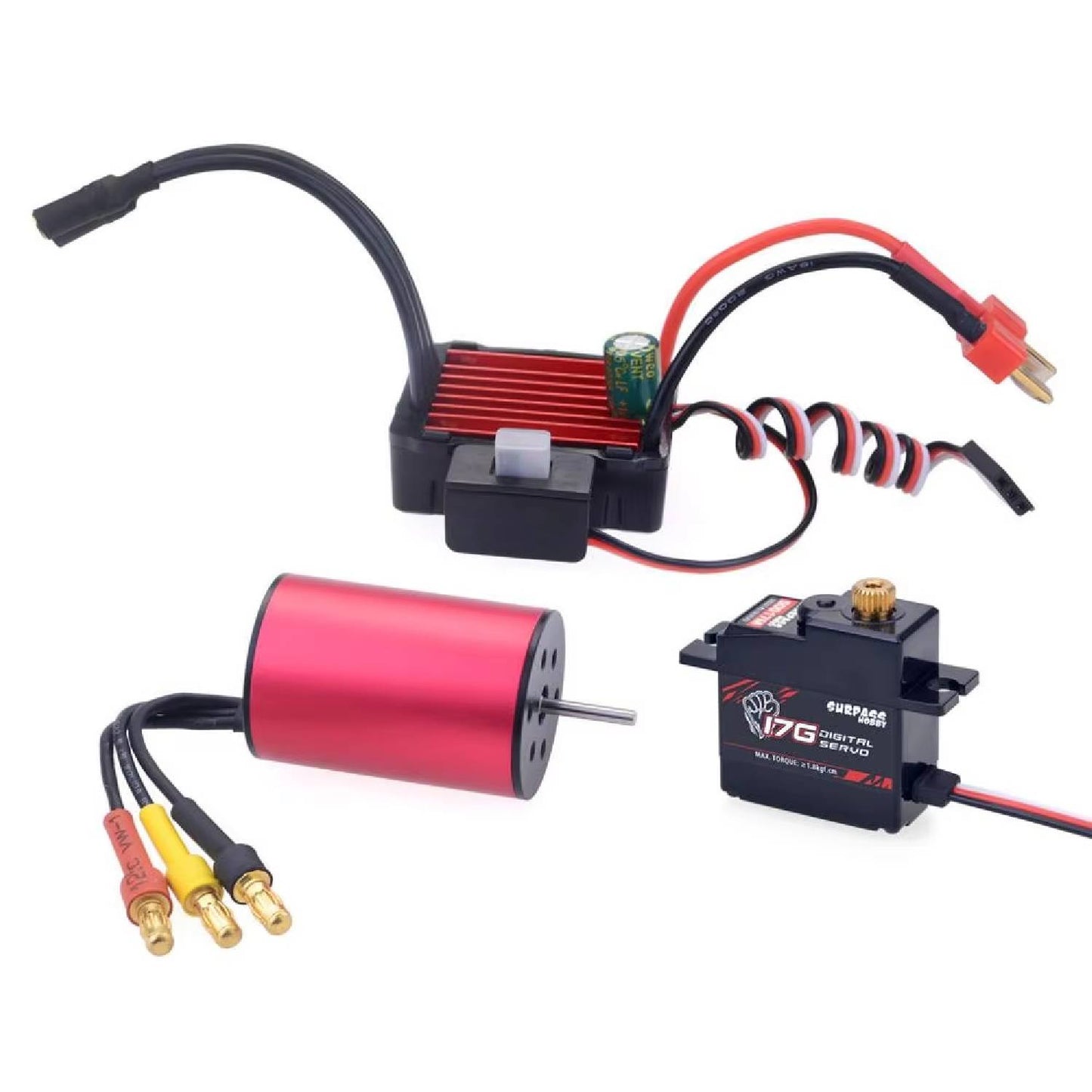 SURPASSHOBBY Waterproof Combo 2435 3300KV Motor, 25A ESC, 17G Servo For 1:16-18 RC Cars High-Performance RC Car Combo