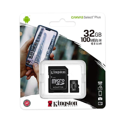 Kingston 32GB Micro SD Card With SD Card Adapter Canvas Select Plus 32GB MicroSDXC UHS-I Card 100MB/s Class 10 32GB Micro SDXC Card Elevate Your Device For Capture More, Store More - RS7259