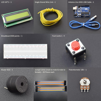 Make a Digital Display Alarm Clock Using 16*2 LCD and Buzzer Interfacing with REES52 Uno - KT945