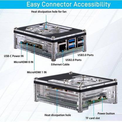 Raspberry Pi 5 9-Layer Case Acrylic Shell Raspberry Pi 5 Case compatible with Raspberry Pi 5 2GB, 4GB, 8GB Active Cooler - RS5774