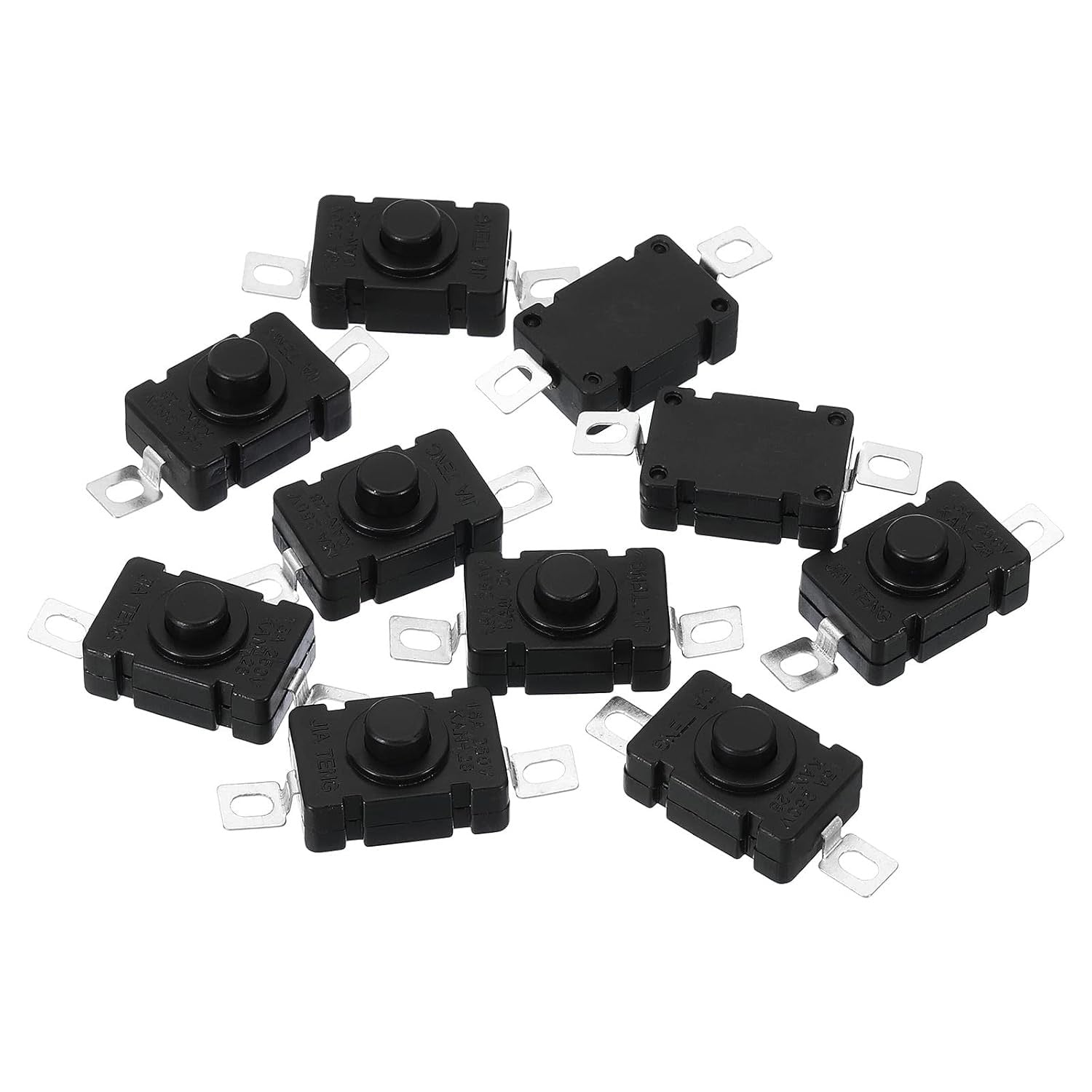 1.5A Push Button Switch ON/OFF Push Button Switch 1.5 A Tactile Tact Switch 2 Pin On Off Push Button Switch DIY Electronics for Flashlight Torch Lamp Wall Socket - Black - RS808