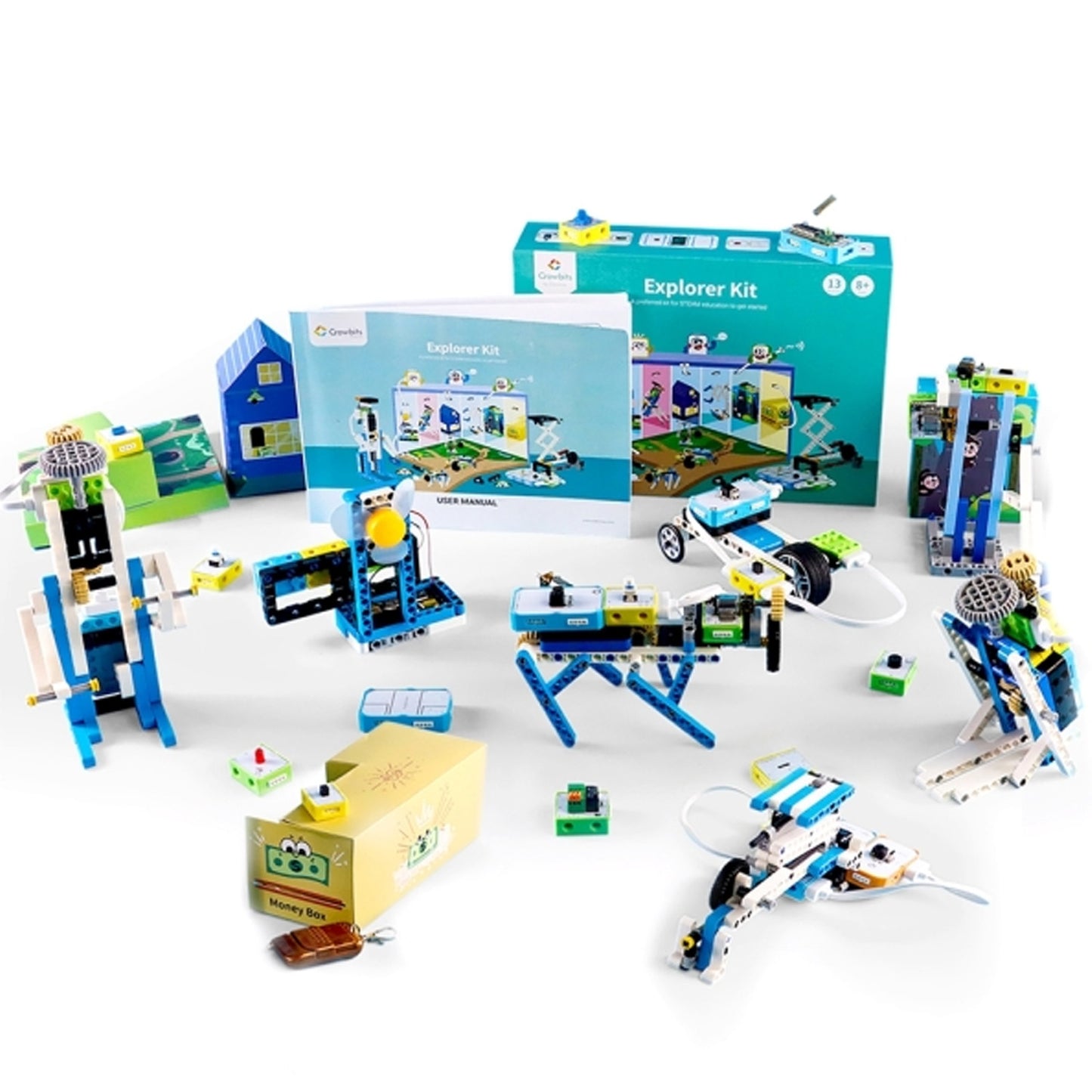 ELECROW-Crowbits-13 Sensors Explorer Kit Lego Compatible Electronics Kit For Children Creative Project Toys With Sensors Educational Coding Kit For Kids Hands-on Learning Toys For Children - RS7202