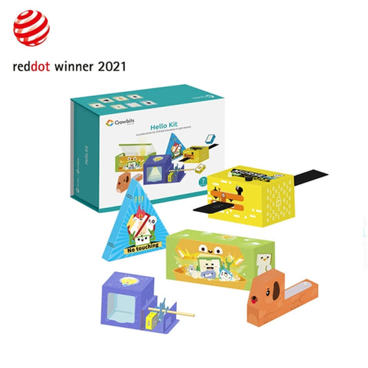 ELECROW-Crowbits-7 Modules Hello Kit Coding and Programming Toy Fun and Educational Coding DIY Electronics Project Kit STEM Toys For 8-12 Year Olds - RS7203
