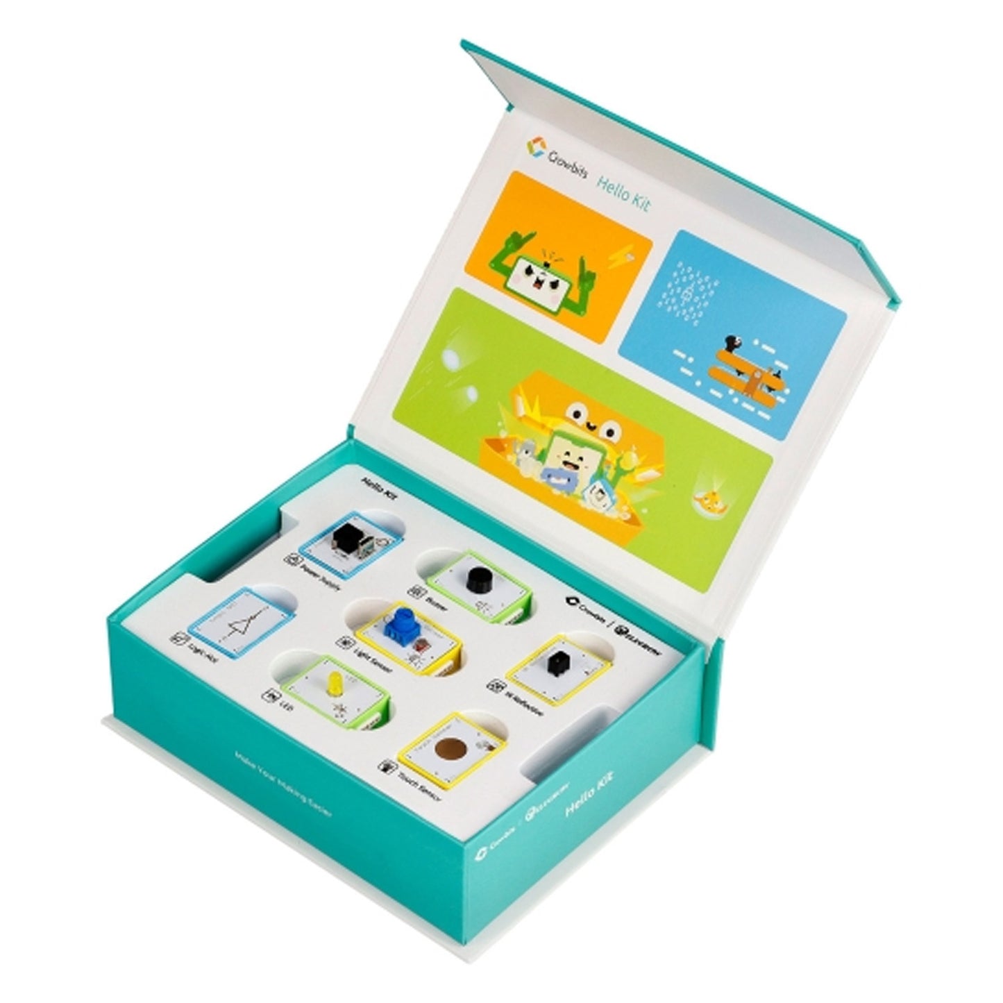 ELECROW-Crowbits-7 Modules Hello Kit Coding and Programming Toy Fun and Educational Coding DIY Electronics Project Kit STEM Toys For 8-12 Year Olds - RS7203