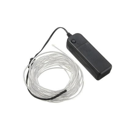 EL Wire 3M Flexible Neon EL Wire Light Dance Party Decor Light EL Wire With Battery Holder - White -RS206