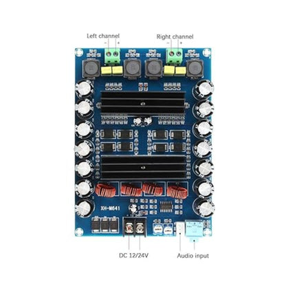 XH-M641 TPA3116D2 Digital Amplifier Board 2-Channel Audio Amplifier Kit 150W x 2 High Power Digital Audio Amplifier Board With 12V/24V Dual Voltage Operation For Car Audio Systems With Boost Board G2-010 - RS2551