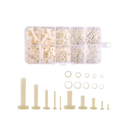 Nylon Screw Nut Washer Assortment Kit M2 M2.5 M3 M4 M5 Nylon Screws Nuts Washers  Nylon Fastener Kit With Plastic Storage Box Nylon Hardware Set For Electronics Model Making and DIY Projects - RS2794