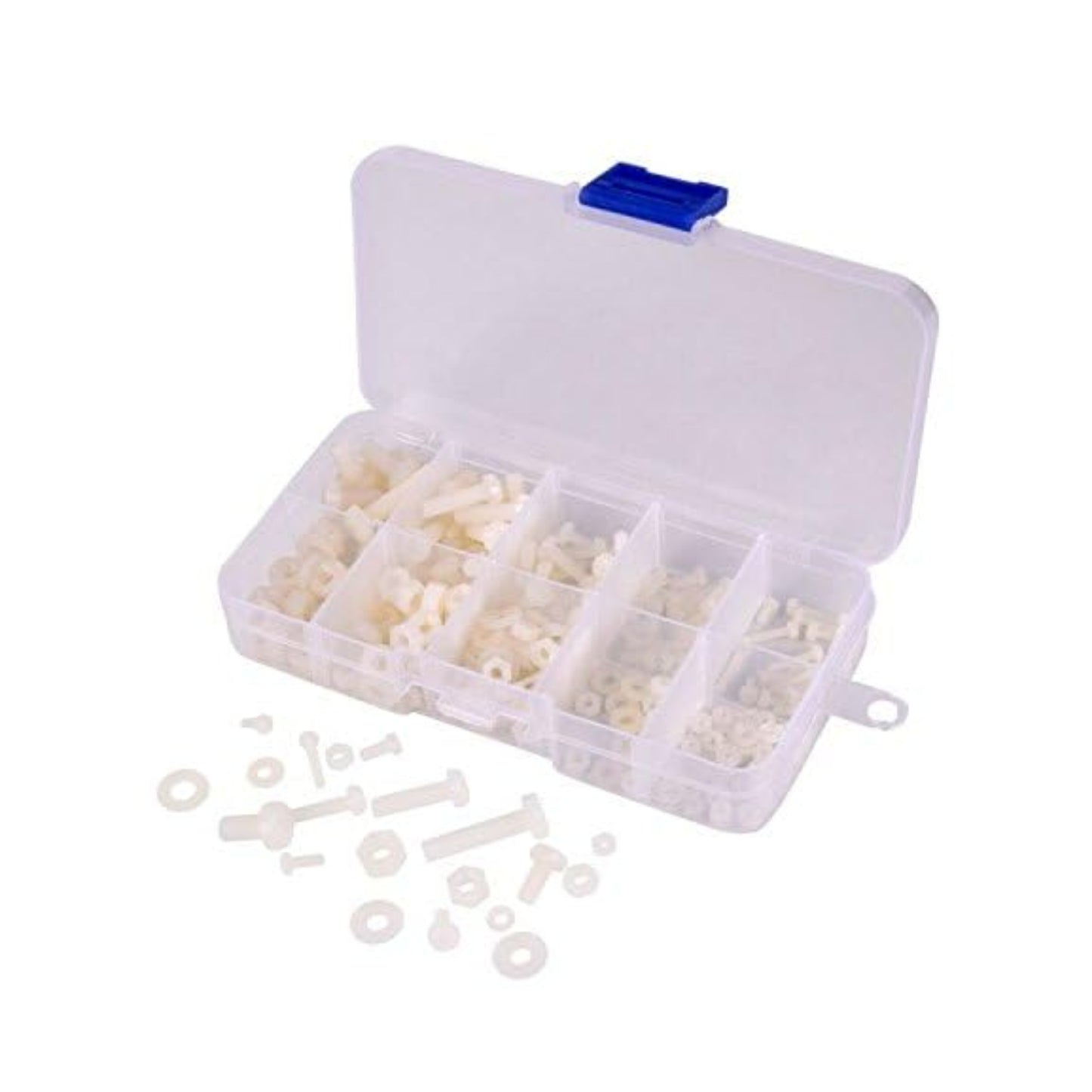 Nylon Screw Nut Washer Assortment Kit M2 M2.5 M3 M4 M5 Nylon Screws Nuts Washers  Nylon Fastener Kit With Plastic Storage Box Nylon Hardware Set For Electronics Model Making and DIY Projects - RS2794