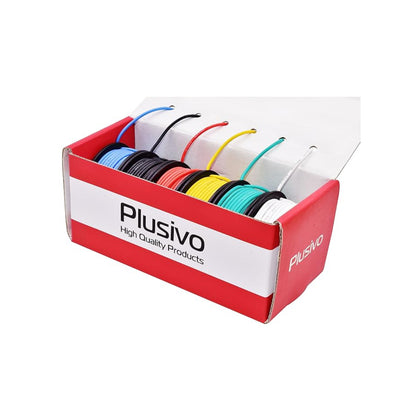 Plusivo 6 Color 22AWG Hookup Wire Kit Solderless Wire Kit With 6 Different Colors 600V Tinned Stranded Silicone Wire Colorful Silicone Wire Kit Perfect For Electronics, DIY Projects and Electrical Repairs - RS3874