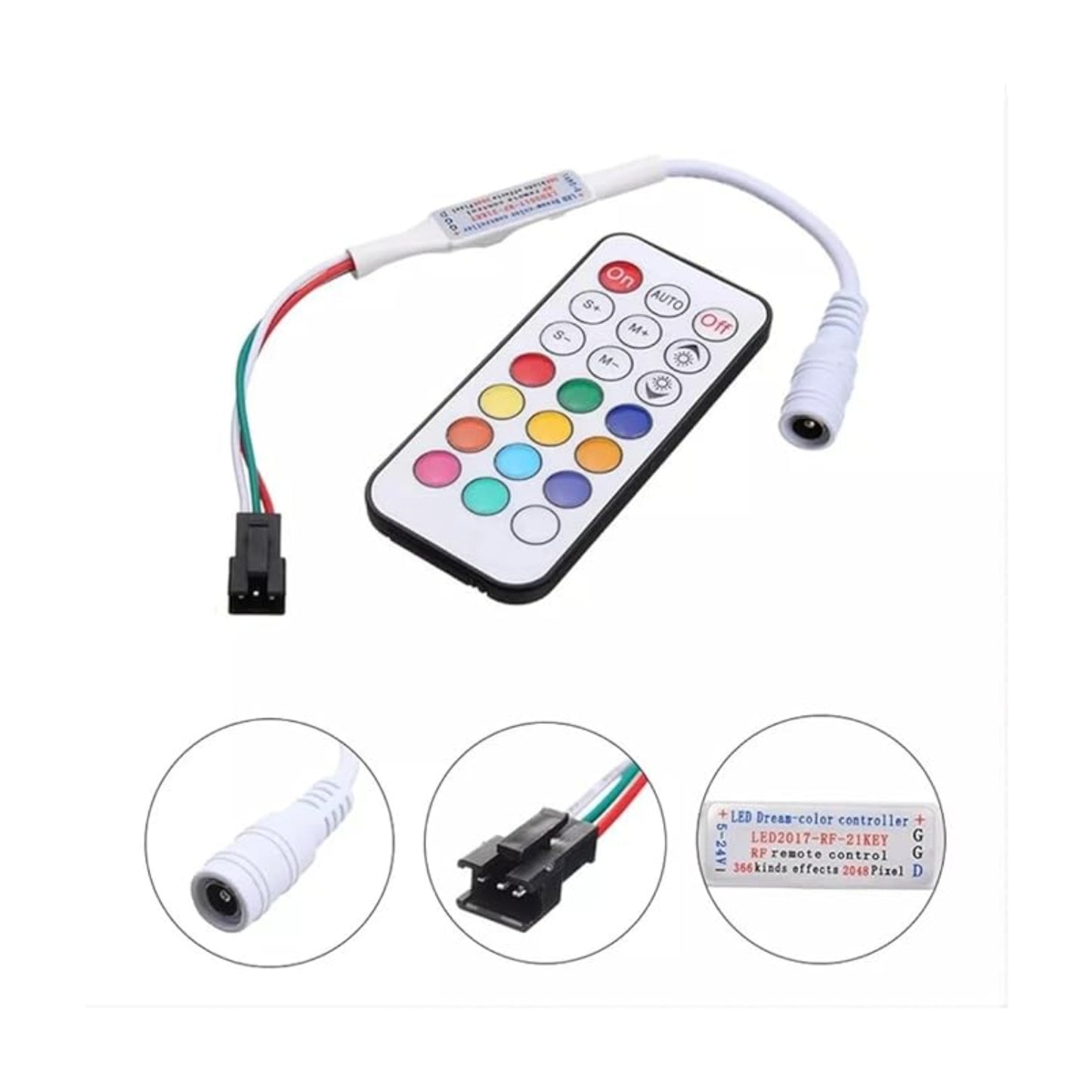 DC5-24V Mini RF Remote LED Controller 21 Key RF Remote LED Controller WS2811 WS2812B LED Dream Color Strip Light Remote Wireless Remote Control  Mini Remote Controller For LED Strip Lights - RS5290