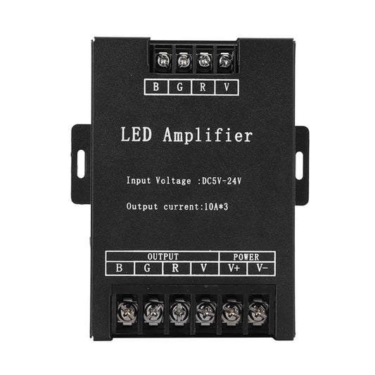 30A RGB LED Amplifier Controller 5V-24V Single-Color RGB Power Amplifier DC 5V-24V LED Strip Signal Booster Powerful LED Power Repeater Console For Single Colour RGB Lights - RS5395