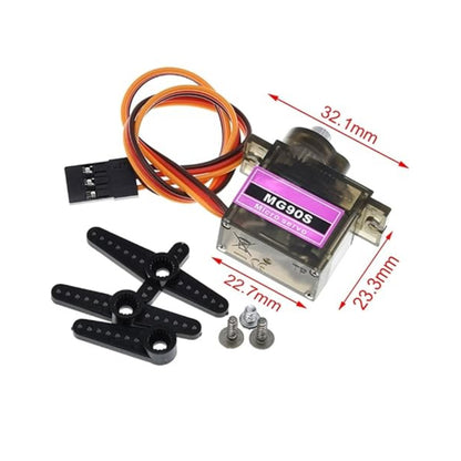 MG90S Servo Motor Terminated 180° Rotation Servo With 3 Pin 2.54mm Pitch Female RMC Connector And Wire Length 1m - Half Metal Half Plastic - RS5573