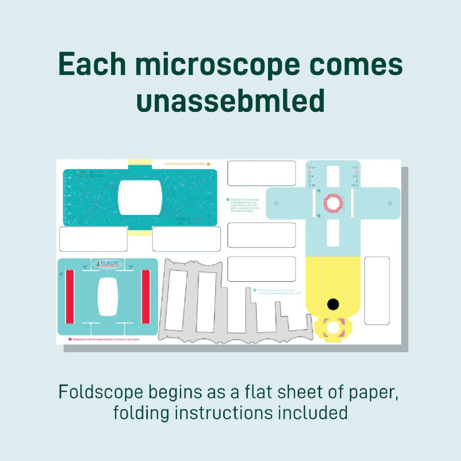 DIY Foldscope Basic Kit, Portable Paper Microscope