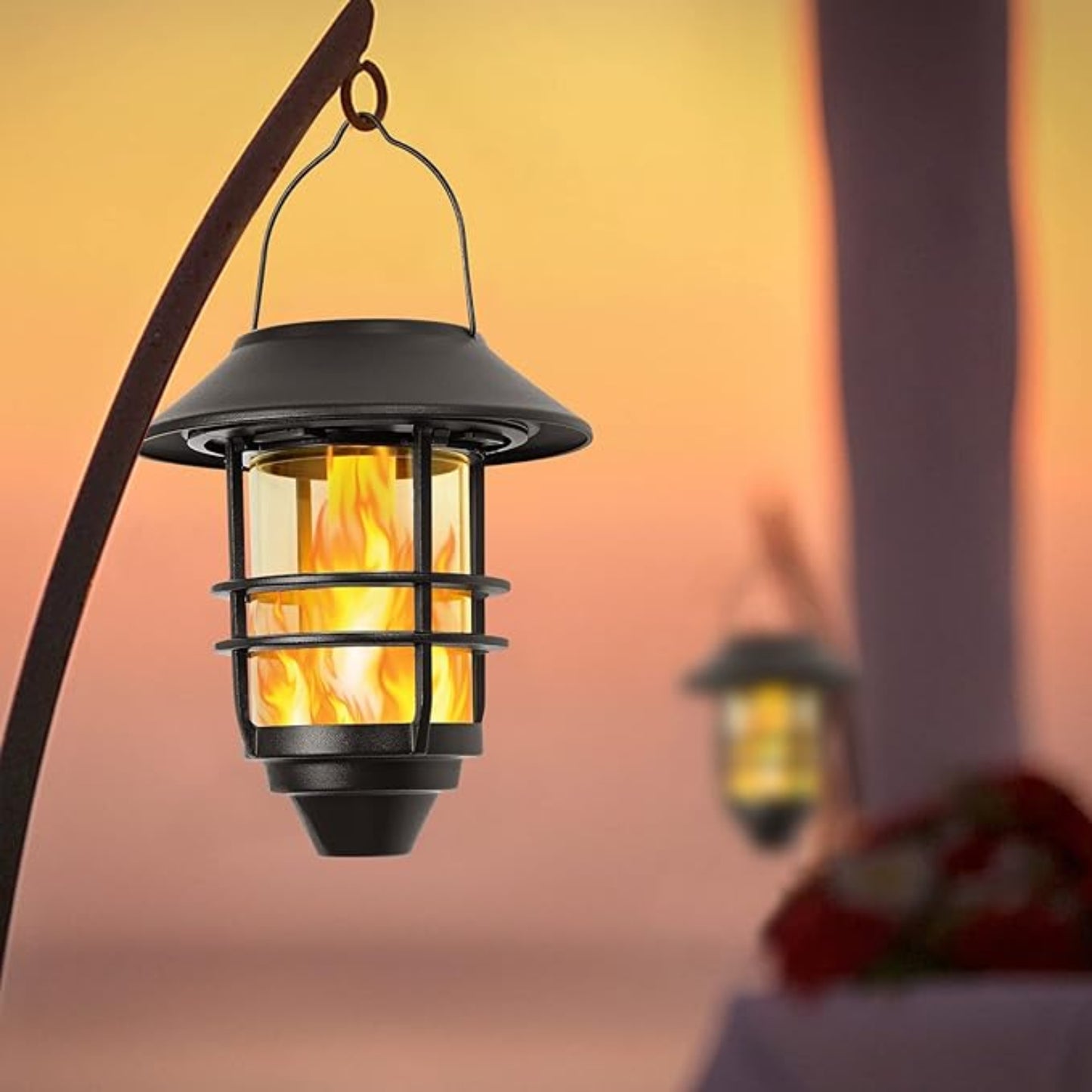 Solar Hanging Lanterns Light Waterproof Solar Lanterns Solar Flickering Flame Lights  Outdoor Solar Light Weatherproof Solar Wall  Lights Perfect For Outdoor Decor on Fences Patios and Porches Pack of 1 - RS6130