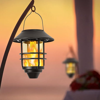 Solar Hanging Lanterns Light Waterproof Solar Lanterns Solar Flickering Flame Lights  Outdoor Solar Light Weatherproof Solar Wall  Lights Perfect For Outdoor Decor on Fences Patios and Porches Pack of 1 - RS6130