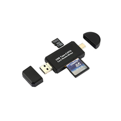 3-in-1 USB Type-C Card Reader Portable Type-C OTG Card Reader Micro SD Card Reader With SD and Micro SD Easily Connect to Your Smartphone and Tablet - RS6556