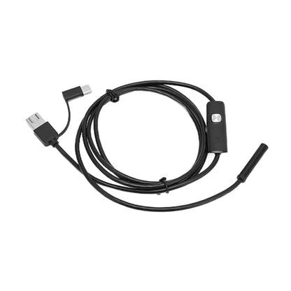 3 in 1 Android 7mm Endoscope Camera USB Inspection Camera 1M Length Endoscope 6 LED Endoscope IP67 Waterproof USB Inspection Camera For Android Mobile Phone Endoscope - RS6912