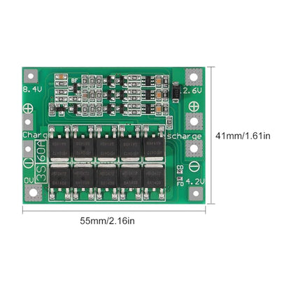 3S 60A Li-ion BMS Board 18650 Battery Charger Protection Circuit 3S 60A BMS For Li-ion Batteries Three-Cell Li-ion Battery Protection Module - Standard Version - RS7005