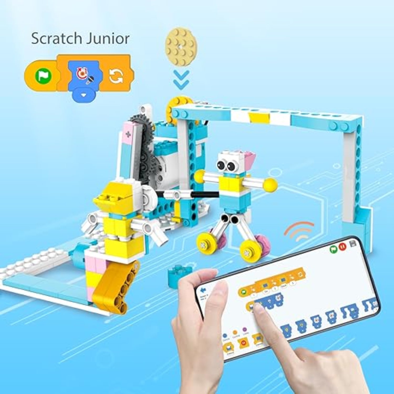 makerzoid 200-in-1 Coding Robot Kit Junior Programming Robot Toy Scratch Coding Educational Kit Remote Control Building Toys Educational Robotics Kits For Kids - RS7136