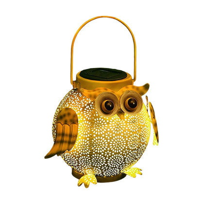 Outdoor Owl Pattern Solar Lantern Waterproof Metal Decorative Solar Lantern Lights Outdoor For Patio Yard Table Pathway With Hanging Solar Lamp - RS5849