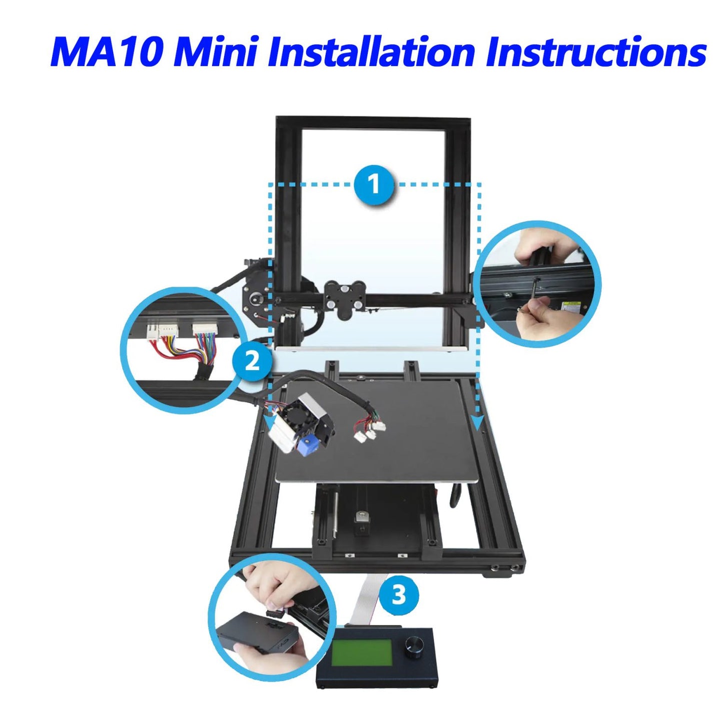 MA10 Mini FDM 3D Printer Mini 3D Printer For Beginners and Kids, Removable Magnetic Build Sheet, Power Supply Protection, Quick and Simple Setup, Printing Size 200x200x200mm - RS7097