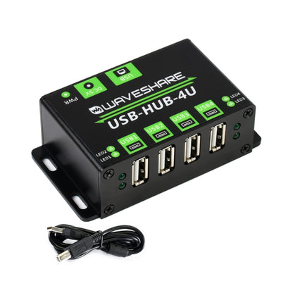 Waveshare Industrial Grade USB 2.0 HUB Industrial 4-Port USB 2.0 Hub 480Mbps Up To Data Industrial USB HUB Expand Your USB Connectivity With Waveshare 4-Port Hub - RS5892