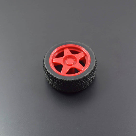 65mm Rubber Tyre Wheel for BO Motors - Red - RS1987 - REES52
