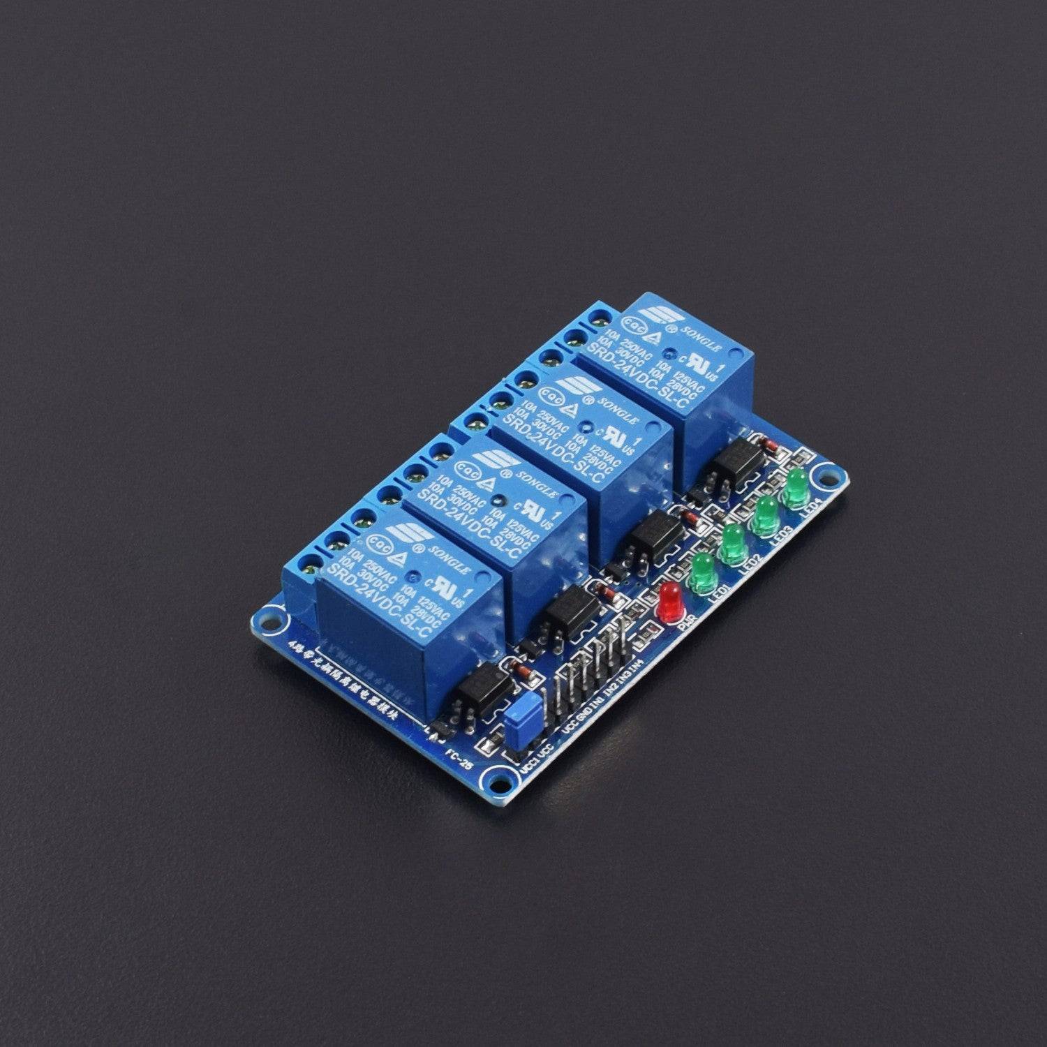 24v Function Module Relay 4-Channel Relay Module DC 24V with Optocoupler isolation H / L high ...