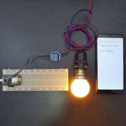 Turn Bulb ON/OFF using Relay Module with NodeMCU  via Server Application - KT609 - REES52