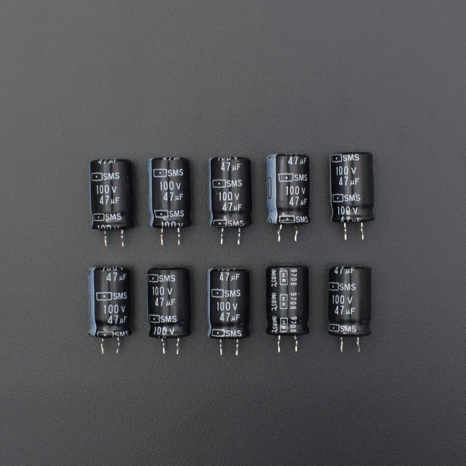 47uF 100V 8 x12mm Polarized Electrolytic Capacitor-Pack Of 5-RS2030 - REES52