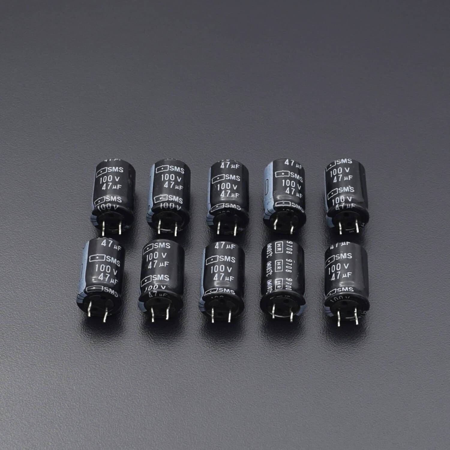 47uF 100V 8 x12mm Polarized Electrolytic Capacitor-Pack Of 5-RS2030 - REES52