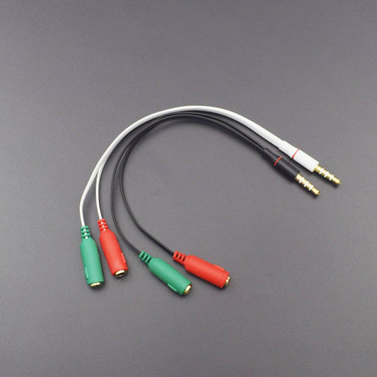 20cm 3.5mm Stereo Audio Male to 2 Female Headphone Mic Y Splitter Cable Adapter - RS1697 - REES52