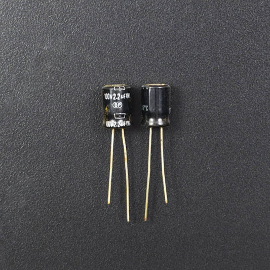 2.2uF 100V Aluminum Radial Electrolytic Capacitor - Pack of 5  - RS2122 - REES52