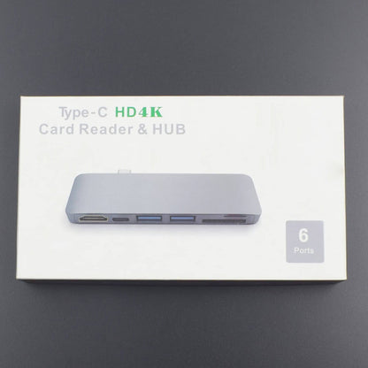 USB Type C HUB to HDMI 4K USB-C Adapter with SD/Micro SD Card Reader, USB 3.0 Ports Power Port Combo Type (silver) - RS2003 - REES52