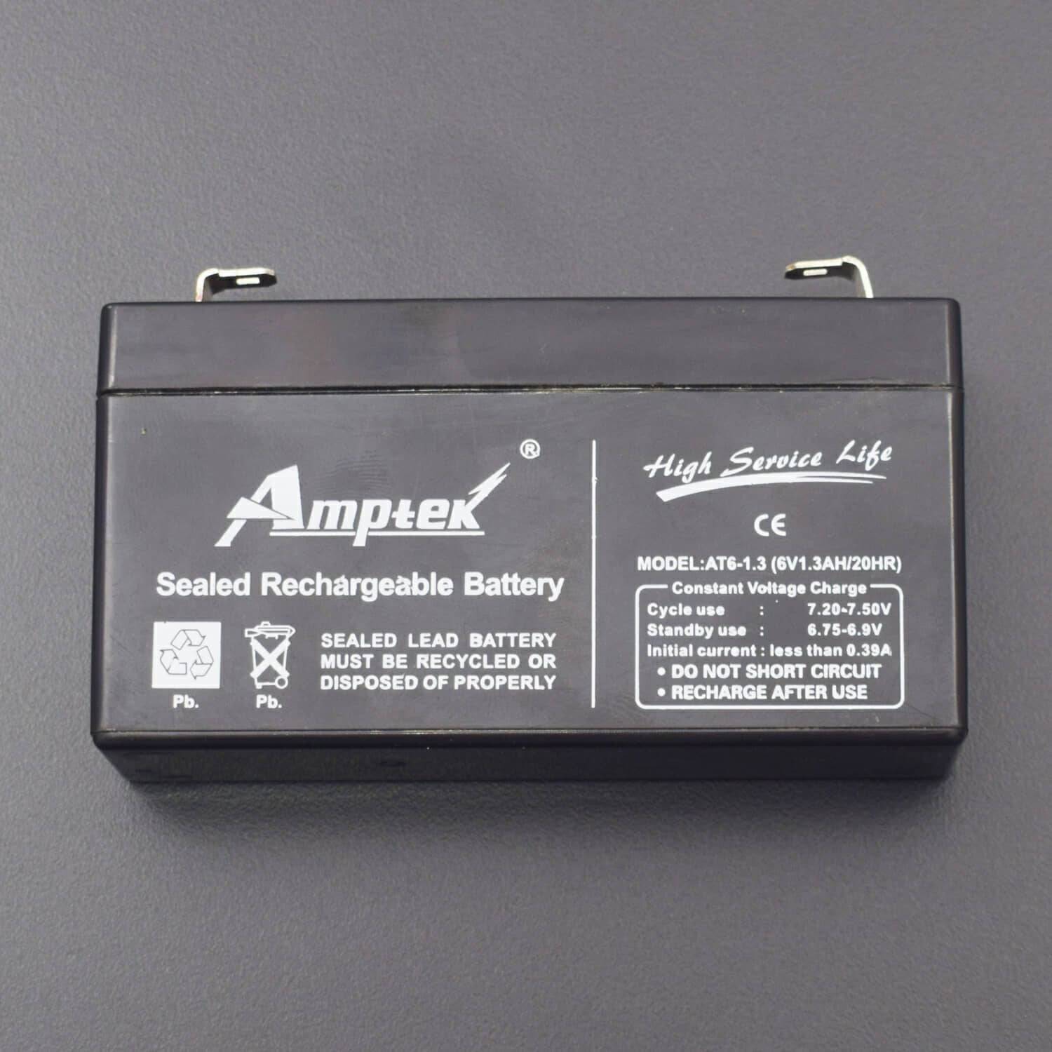 6V 1.3Ah Amptek Sealed Rechargeable Battery - RS1683 - REES52