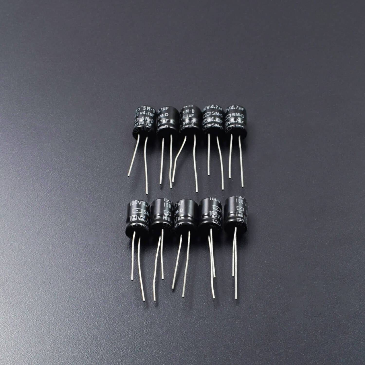 4.7uF 100V Radial Electrolytic Capacitor - Pack of 5 - RS2104 - REES52