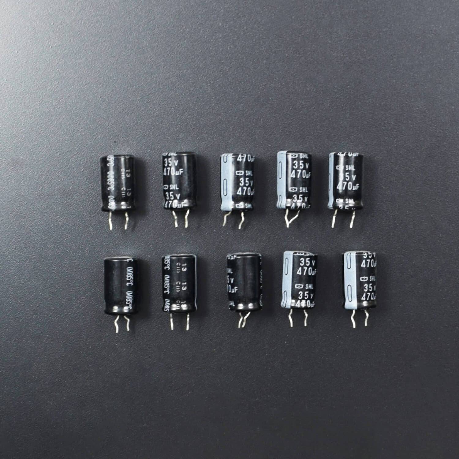 470uF 35v Low-ESR Aluminum Electrolytic Capacitors - Pack of 5 - RS2098 - REES52