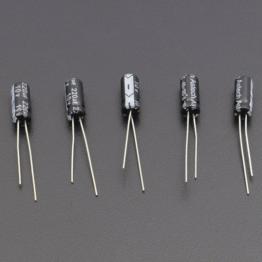 220 uF 10 V DC Aluminium Electrolytic Capacitor (5 pcs )-RS736 - REES52