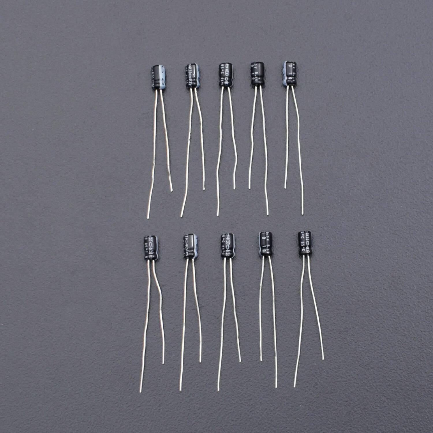 10uF 6.3V Capacitor- Radial Electrolytic Capacitor - Pack of 5 - RS2105 - REES52