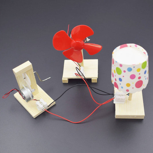 DC Crank Generator Educational Toy Model,Building a Generator,Wooden Assembly Model Kits-RS1485 - REES52