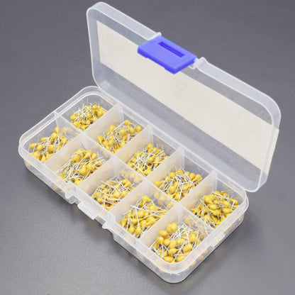 500PCS 10Values 0.1uF~10uF Multilayer Monolithic Ceramic Capacitor Assorted kit with Plastic Box- RS1901 - REES52